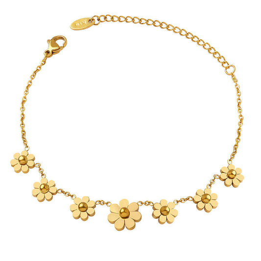 Fashion Statement Elegant Jewelry Fade Resistant Durable 18k Gold Plated Custom Flower Fashion Bangle Bracelet Jewelry for Women