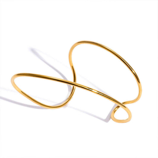 Trendy Anti Tarnish Waterproof Gold Plated Bangles 18K Stainless Steel Fashion Bracelets Bangles Jewelry for Women
