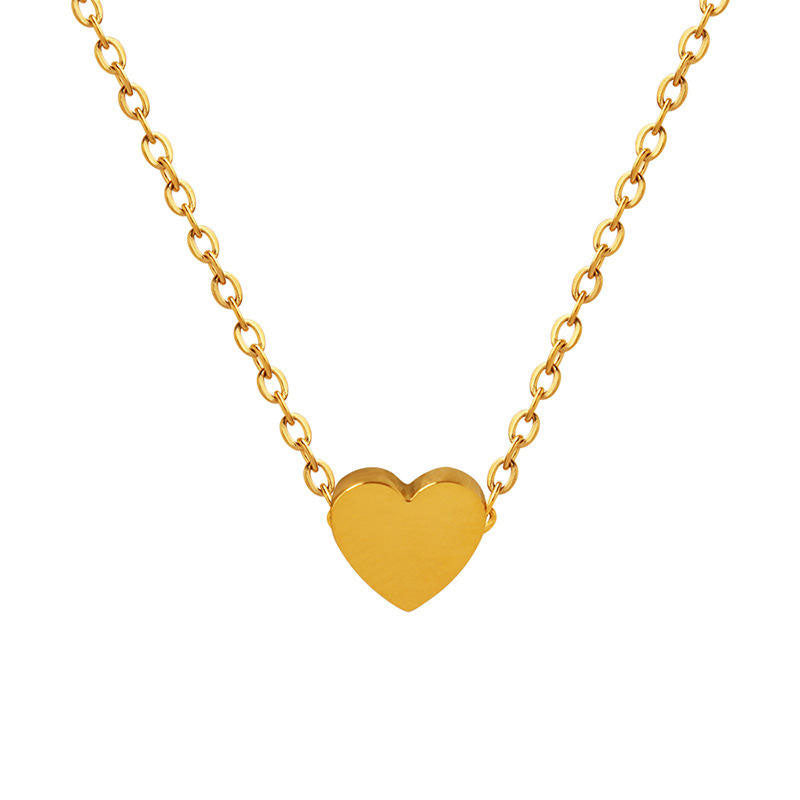 18K Gold Plated Heart Necklace Romantic Religious Stainless Steel Collarbone Chains for Anniversary Gift