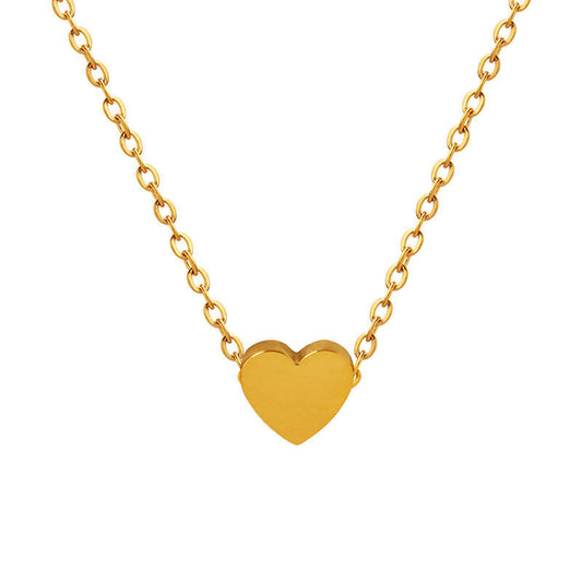 18K Gold Plated Heart Necklace Romantic Religious Stainless Steel Collarbone Chains for Anniversary Gift