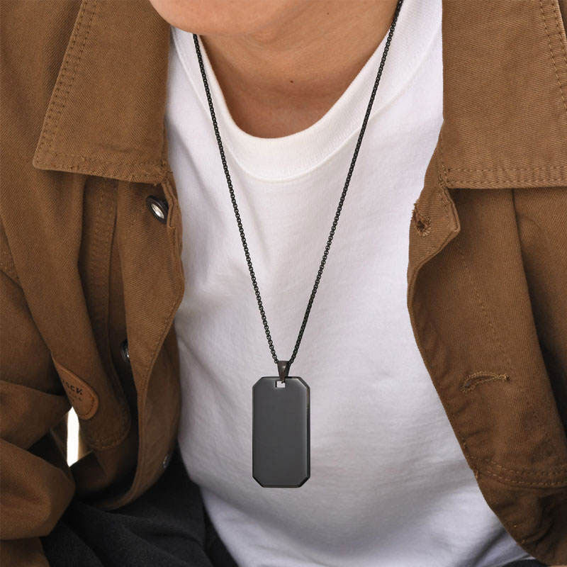 Sport Custom Long Charm Necklace Jewelry Stainless Steel Non Tarnish Military Necklace for Men