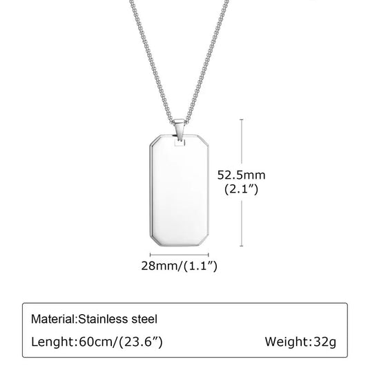 Sport Custom Long Charm Necklace Jewelry Stainless Steel Non Tarnish Military Necklace for Men