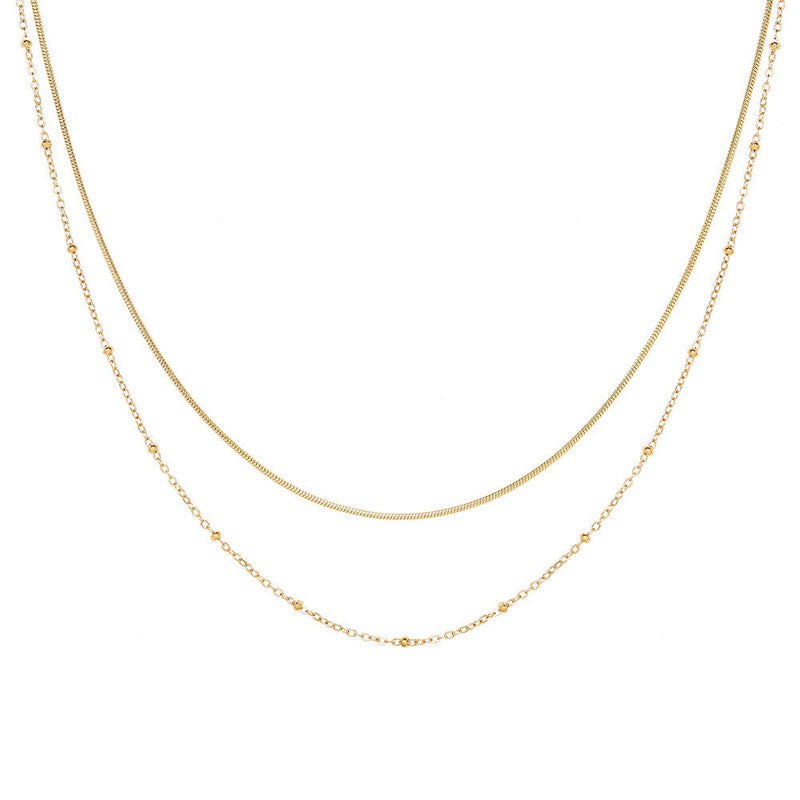 Dainty 18k Gold Plated Twisted Rope Chain Necklaces Women Stainless Steel Layered Double Snake Chain Choker Necklace Jewelry