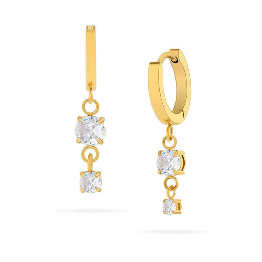 Anti Tarnish Designer Wholesale 18K Gold Jewelry Korean Stainless Steel Fashion Zircon Dangle Earrings for Women