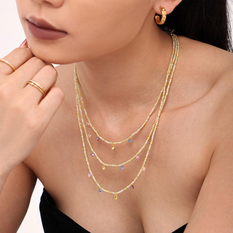 New Trendy Natural Stone Stainless Steel Pedant Necklace Waterproof Fashion Jewelry