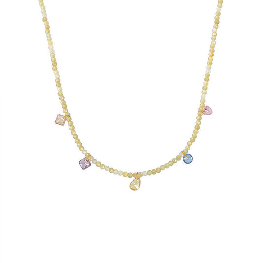 New Trendy Natural Stone Stainless Steel Pedant Necklace Waterproof Fashion Jewelry