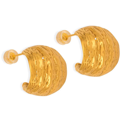 Minimalist Hypoallergenic Geometric Irregular Texture Earrings Tarnish Free Stainless Steel 18k Gold Plated Stud Earrings