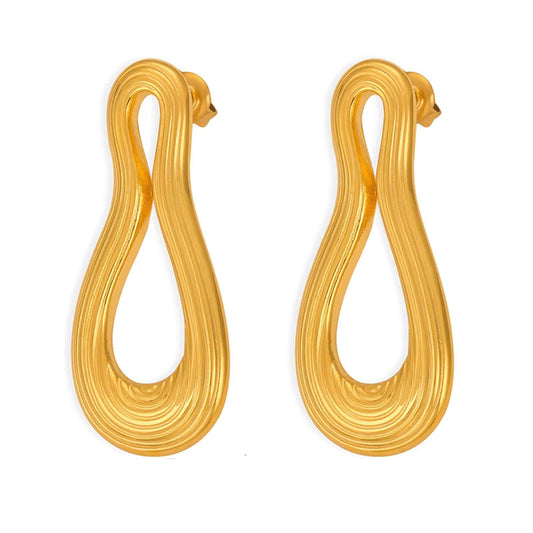 Minimalist Hypoallergenic Geometric Irregular Texture Earrings Tarnish Free Stainless Steel 18k Gold Plated Stud Earrings