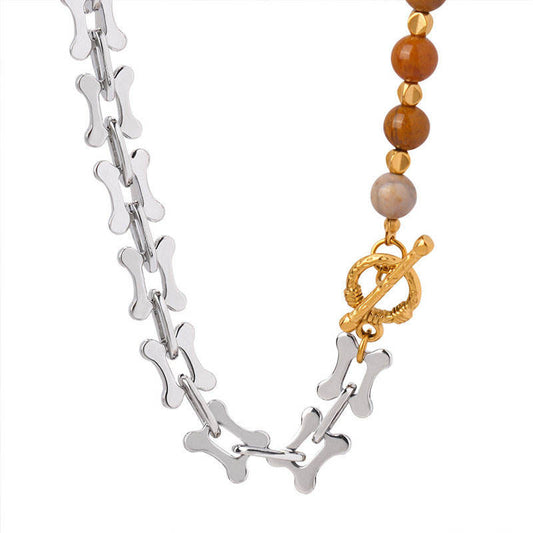 Trendy Long Charm Necklace Jewelry Stainless Steel Non Tarnish Bead H Necklace for Women Men Girls