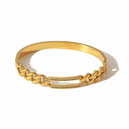 Wholesale Anti-Allergy High Polish Waterproof Stainless Steel Cubic Zirconia Bangle for Women
