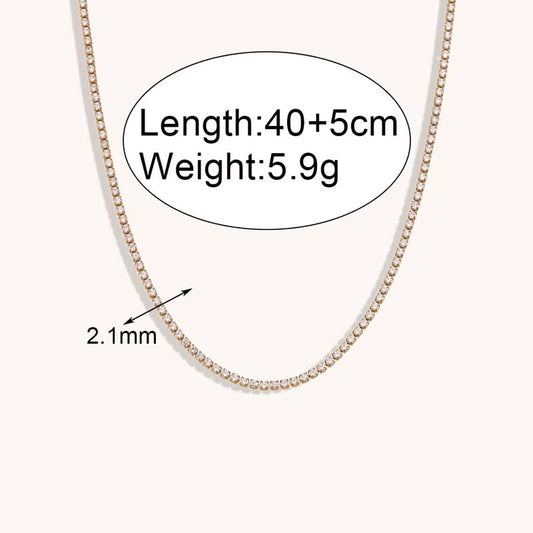 Korean Elegant Stainless Steel Chain Necklace Fashion 14K Solid Gold Tennis Necklace Lab Diamond for Women Men Girls
