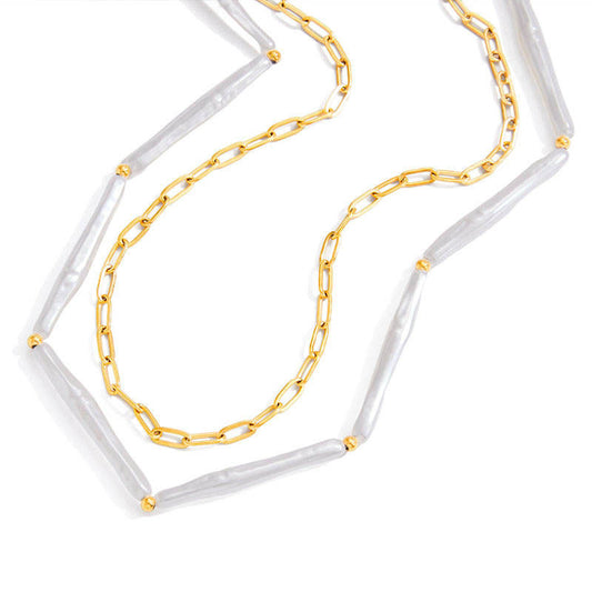 Trendy Anti Tarnish Hypoallergenic Wholesale Stainless Steel Custom Imitation Pearl 14k 18k Solid Filled Gold Chain for Women