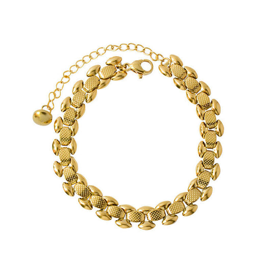 Hot Sell Rock Fade Resistant Durable PVD Gold Plated Highly Polished Chucky Fashion Bangle Bracelet Jewelry for Women/Men's