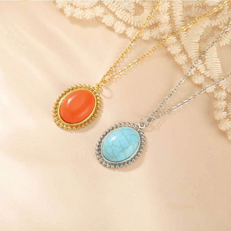 Trendy Anti Tarnish Stainless Steel 14k 18k Gold Plated Fine Cat's Eye Stone Pendant Necklace for Women