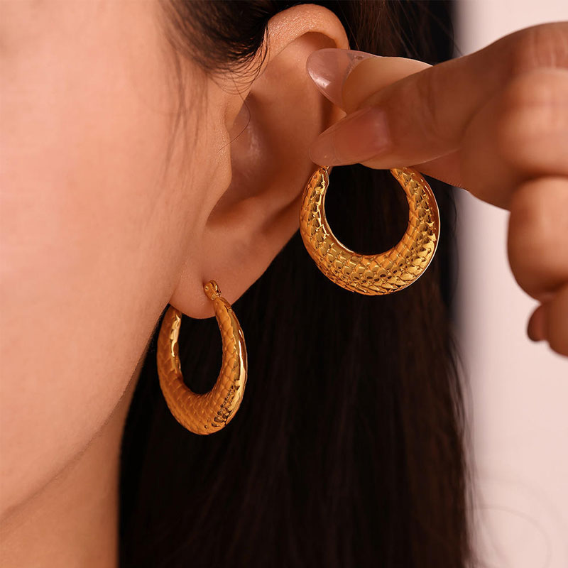 Allergenic Stainless Steel Retro Design Hoop Earrings Irregular Geometry Hoop Earrings High Quality Women's Earrings