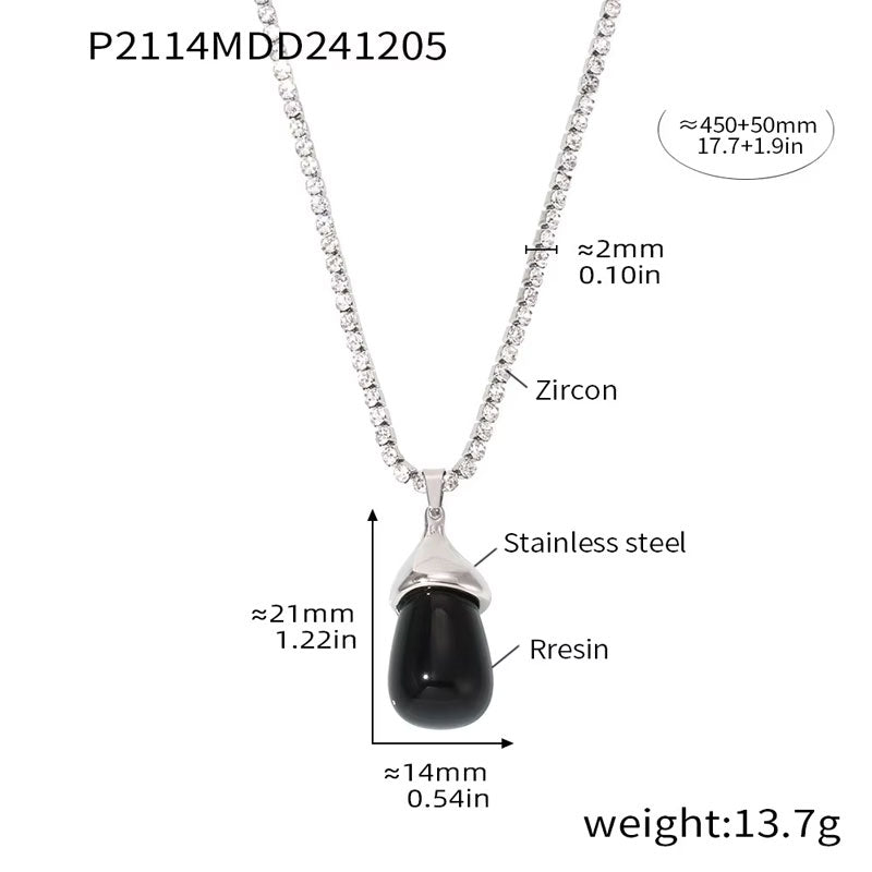 18k Gold Green Aventurine Jade Natural Stone Pendant Waterproof Void Aventurine Stone Necklace Stainless Steel Gemstone Jewelry