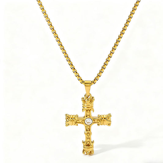 Trendy Stainless Steel Necklace with Pendant Fashion 14K Solid Goldc for Women Men Girls