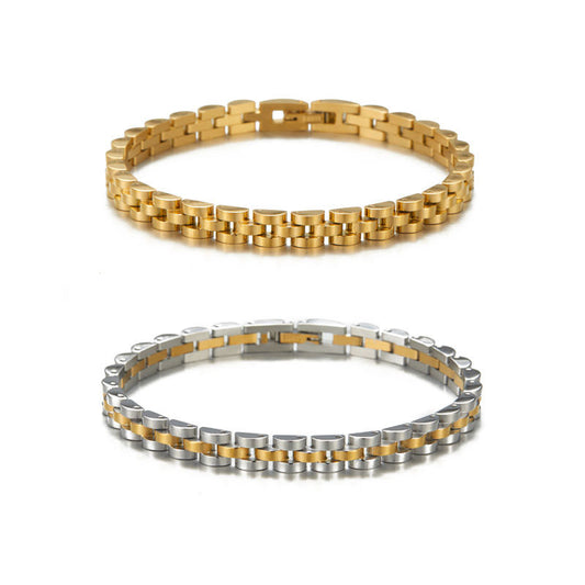 Women's Classic Fashion Multi-Color Stainless Steel Bracelet 6mm Gold Silver Electroplated Watch Strap for Parties Gift Ideas