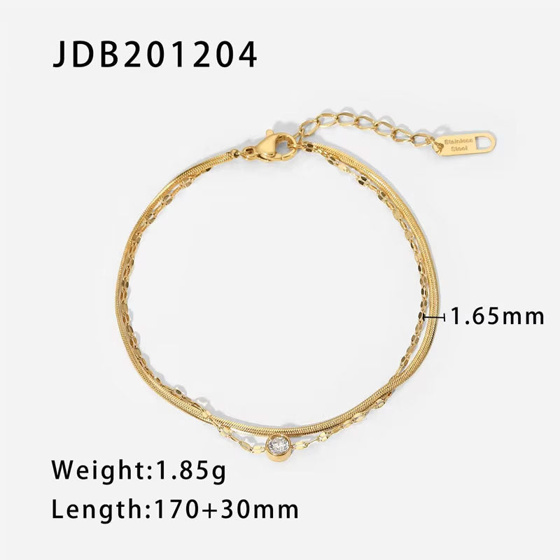 Minimalist Anti Tarnish Fine Chain Link Luxury Stainless Steel Dainty Chain Pearl Bracelet for Women