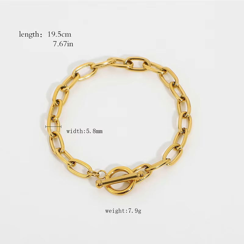 Minimalist Anti Tarnish Fine Chain Link Luxury Stainless Steel Dainty Chain Pearl Bracelet for Women