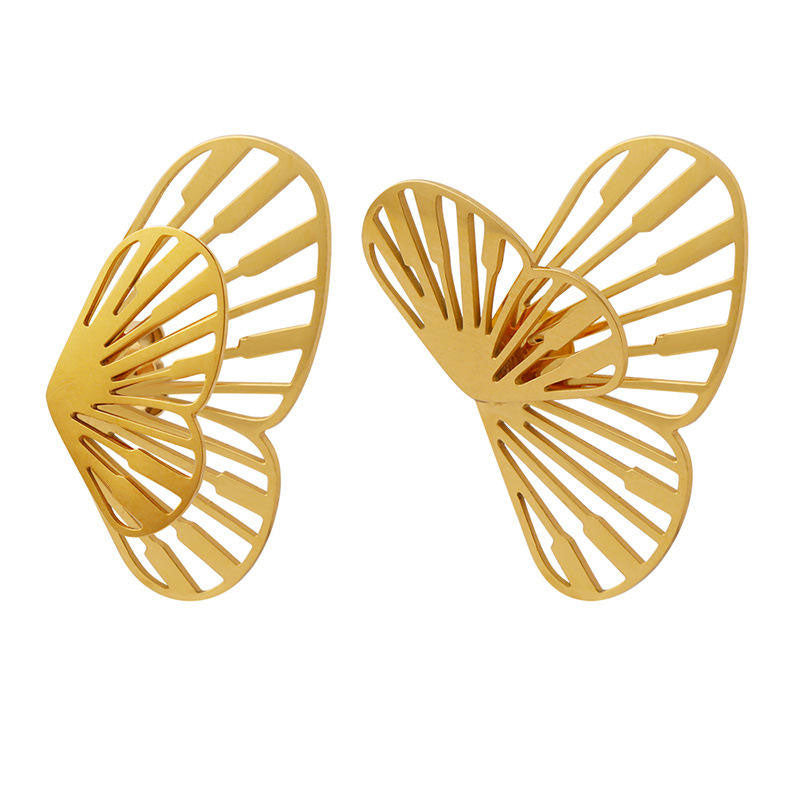 Creative Romantic 18k Gold Color Butterfly Stackable Stainless Steel Chic Stud Earrings Charm Jewelry Korean Women