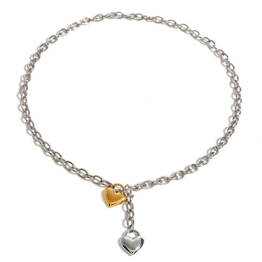 European and American Stainless Steel Heart Pendant Necklace Fashionable Stainless Steel Gold-plated Necklace