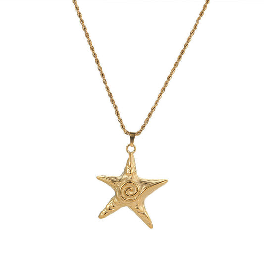 Trendy Style Korean Metallic Texture Custom Starfish Fine Jewelry Necklaces Stainless Steel Fashion Pendant Necklaces for Women