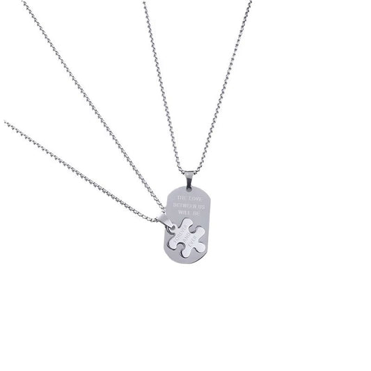 New Wholesale Tarnish Free High Polish Stainless Steel Friendship Puzzle Piece Pendant Necklace