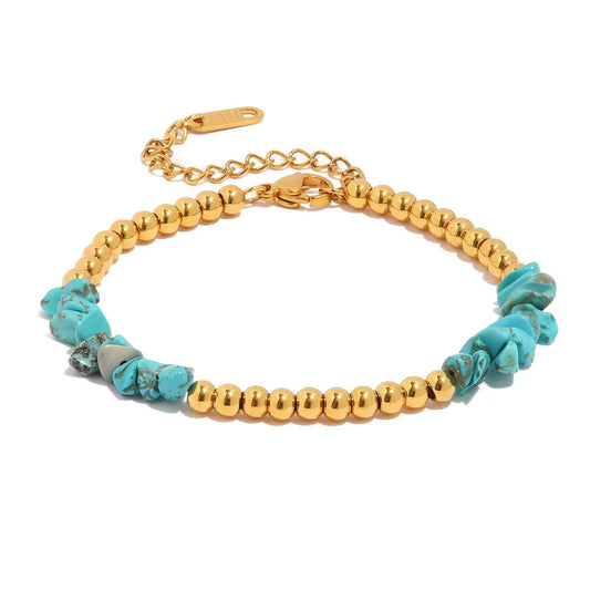 18K Gold-plated Natural Stone Bracelet Stainless Steel Non Fading Bracelet Women's Jewelry