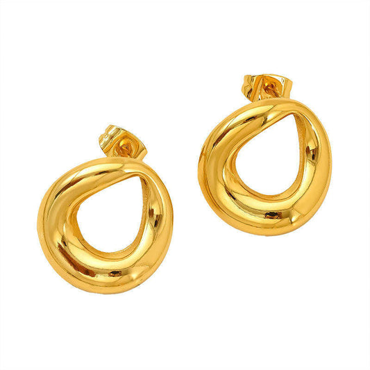 Trendy Hypoallergenic Wholesale Stainless Steel PVD Brand Stud Earrings Jewelry for Women