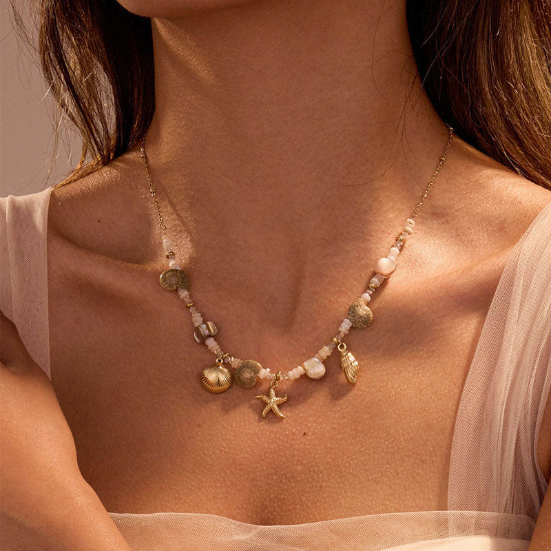 Big Popularity Summer Beach Vacation Ocean Vibe Fine Jewelry Necklaces Stainless Steel Fashion Pendant Necklaces for Women