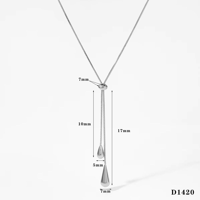 Waterproof 18K Gold Plated 316L Stainless Steel Huggies Hoop Water Drop Earrings Necklaces Fine Fashion Jewelry Sets for Women