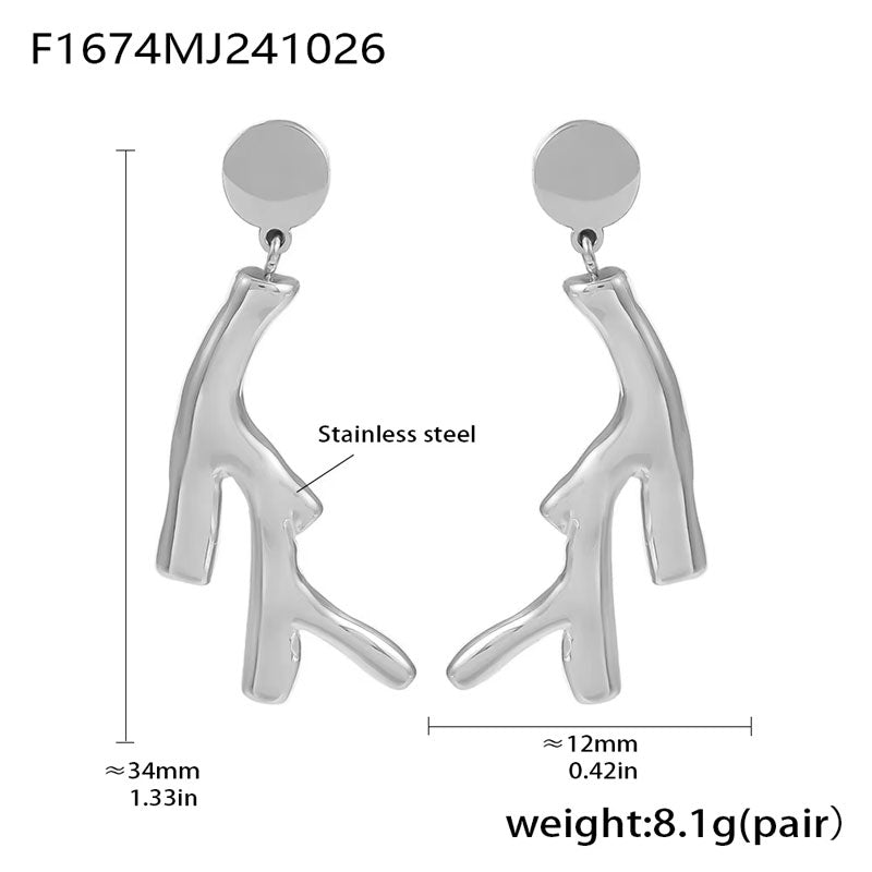 Fashion Jewelry Earings High Quality 18K Gold Plated Irregular Branches of Life Waterproof Jewelry for Women Trendy