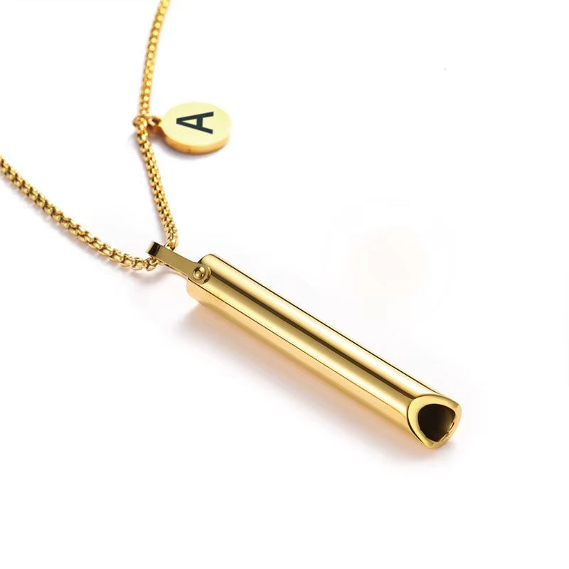 Sporty Anti Tarnish Gold Necklace 18K Real Stainless Steel Pendant Breathing Necklace for Women Men Girls