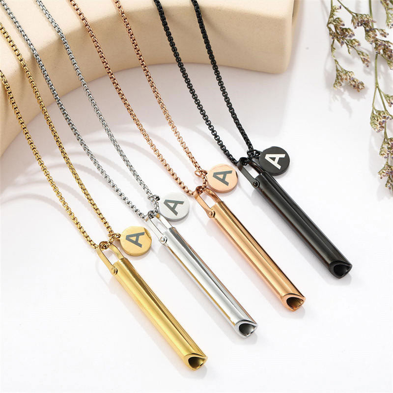 Sporty Anti Tarnish Gold Necklace 18K Real Stainless Steel Pendant Breathing Necklace for Women Men Girls