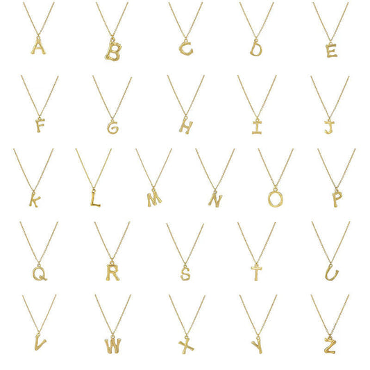 Long Charm Necklace Jewelry Stainless Steel Non Tarnish PVD 18K Real Gold Plated Necklace Initials for Women Men Girls
