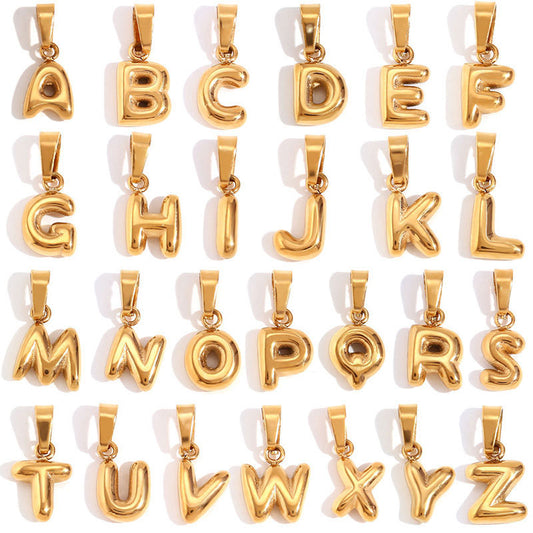 Custom Letter Stainless Steel Pendant Fashion 14K Solid Gold Jewelry Making Necklace for Women Men Girls