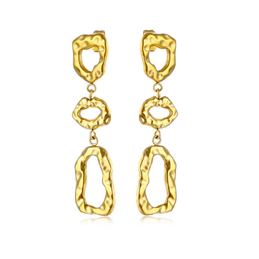 18K Gold Plated Irregular Geometric High-End Hollow Splicing Waterproof Wholesale Stainless Steel Drop Earrings for Fashion