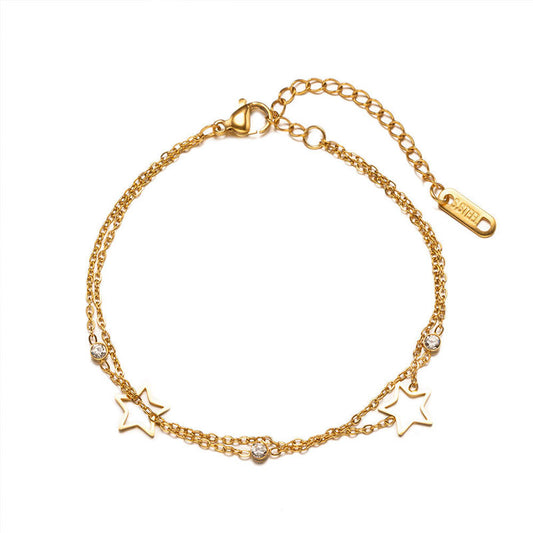 European and American Cross-border Jewelry Creative Simple Five-pointed Star Chain Design Sense Bracelet Plated With 18K