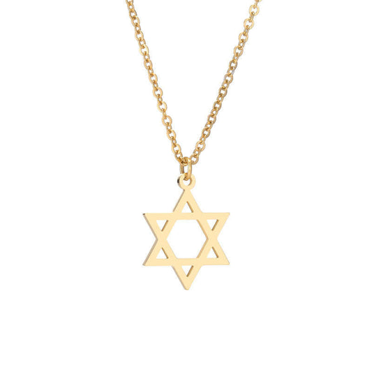 Anti Tarnish Gold Necklace 18K Real Stainless Steel Star of David Necklace Jewish Star Religious for Women Men Girls