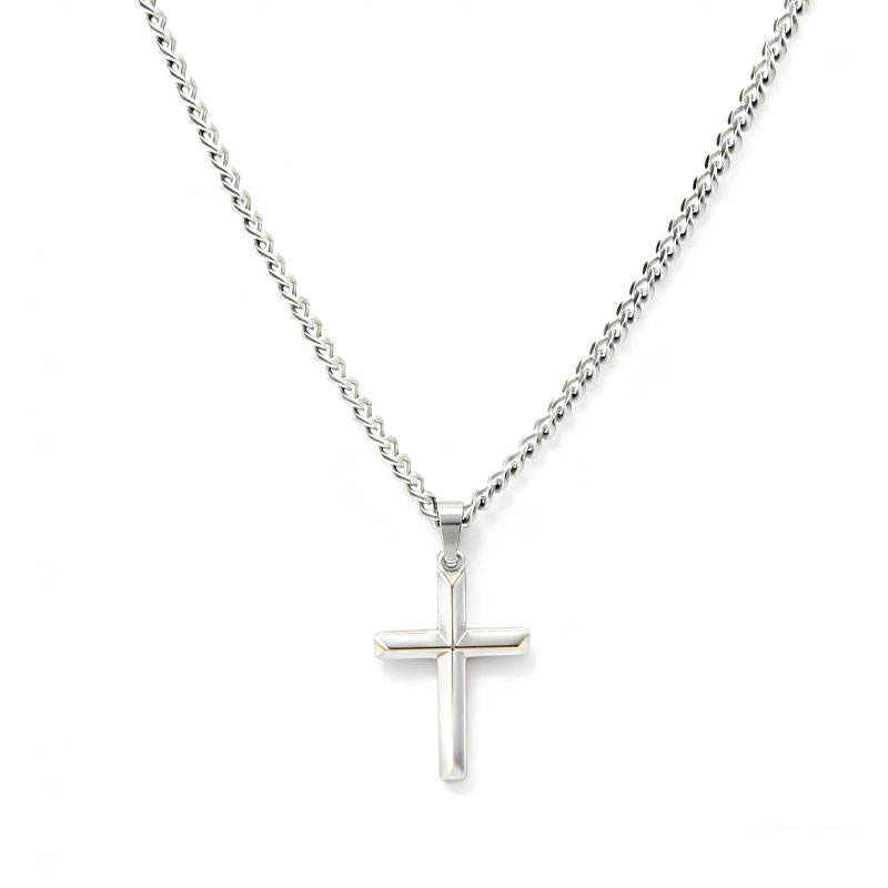 Religious Minimalist Anti Tarnish Custom Wholesale Chunky Stainless Steel Fine Cross Pendant Necklace for Men Women