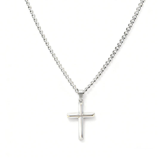 Religious Minimalist Anti Tarnish Custom Wholesale Chunky Stainless Steel Fine Cross Pendant Necklace for Men Women