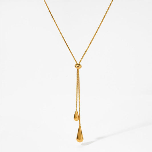 Waterproof 18K Gold Plated 316L Stainless Steel Huggies Hoop Water Drop Earrings Necklaces Fine Fashion Jewelry Sets for Women