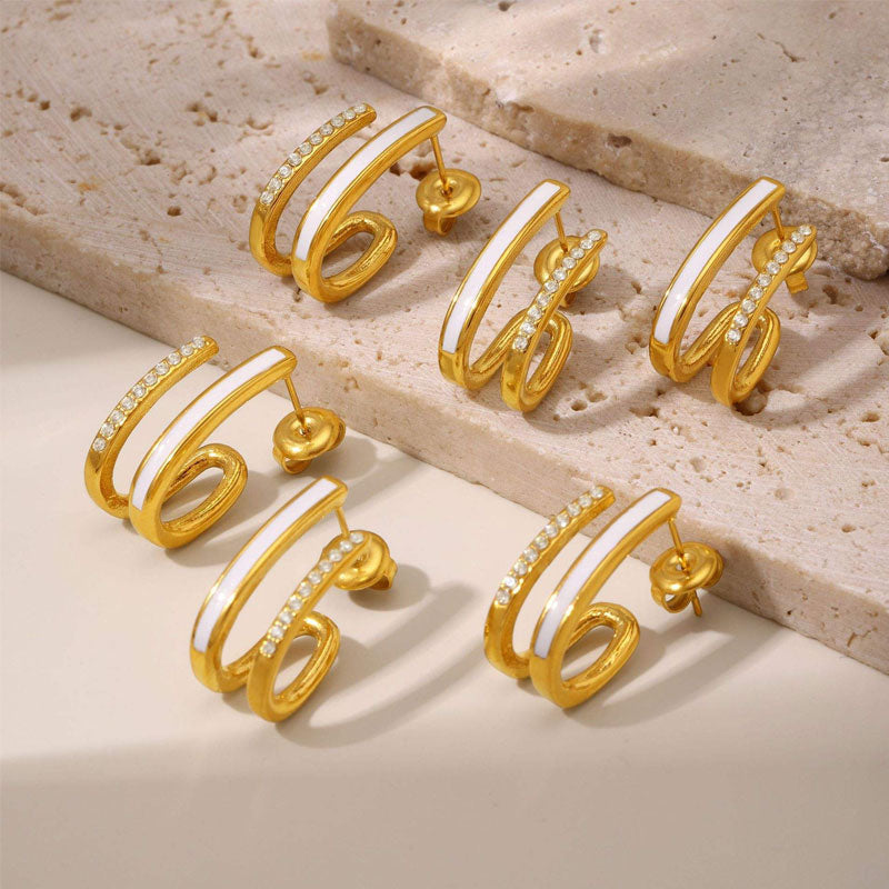 Metal Geometric Hanging Earrings with Personalized Retro Design Sense Fashionable and Simple Irregular Curve Earrings