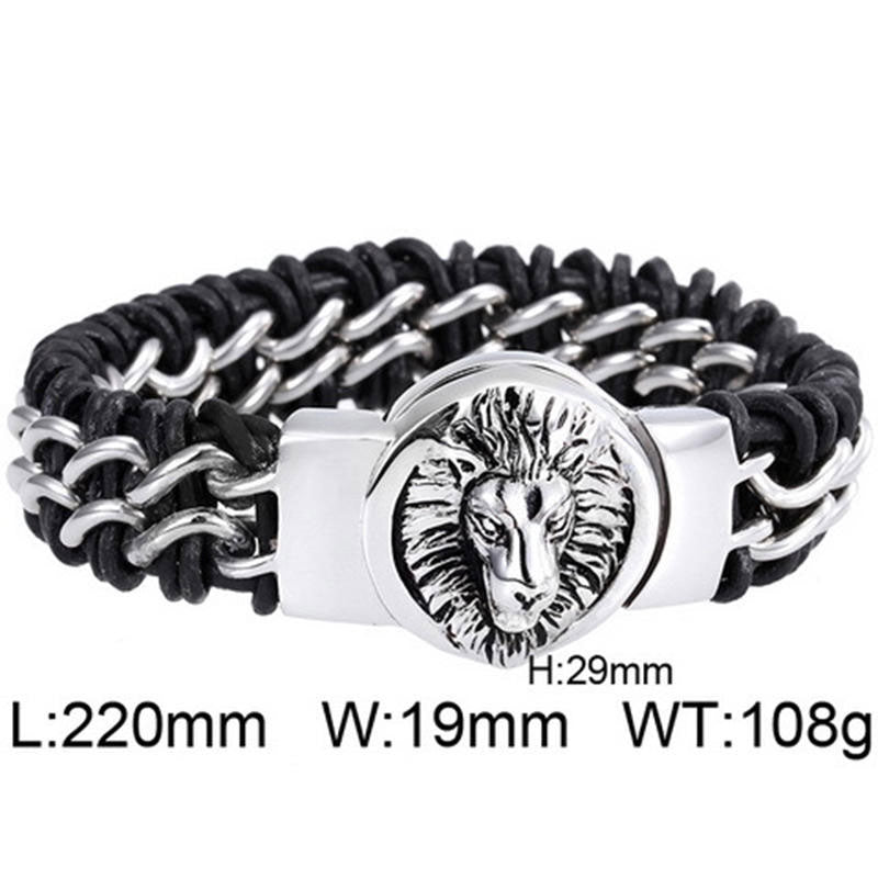 High Quality New Design Custom Stainless Steel Fashion Jewelry Wholesale Men's Leather Bracelets