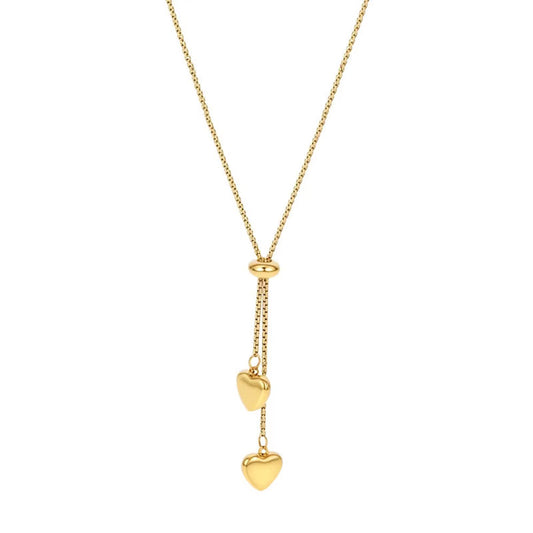 Wholesale Custom Y-Shaped Love Heart Pendant Necklace 18K Gold Plated Non-Tarnish Stainless Steel for Men/Women's Gift