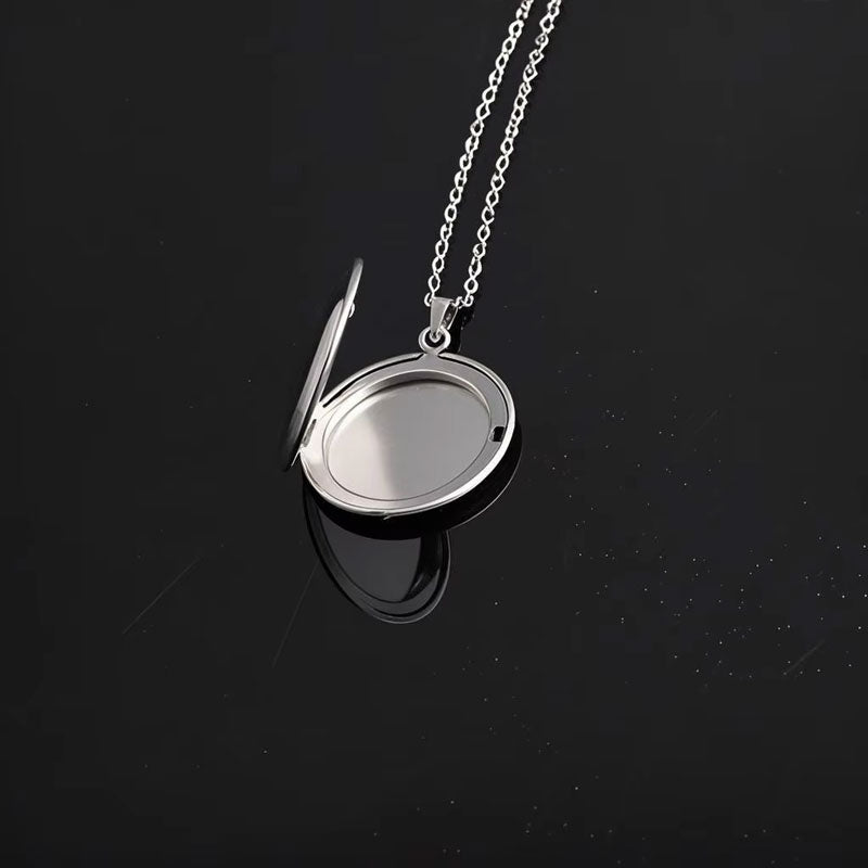 Customizable Stainless Steel Non Tarnish Mirror Polished Circular Phase Box Necklace Geometric Ellipse Fashion Necklace