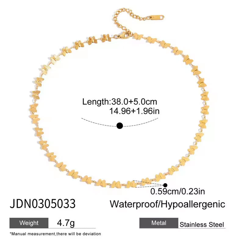 Trendy Anti Tarnish Dubai Stainless Steel 14k 18k Gold Plated Bridal Fine Butterfly Necklace for Women