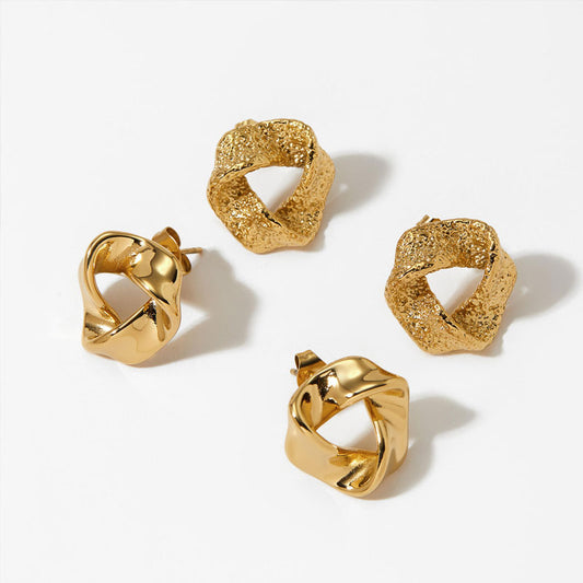 Wholesale 316 L Stainless Steel Sacred Geometry Stud Earrings Irregular Design with Smooth Matte Finish Jewelry