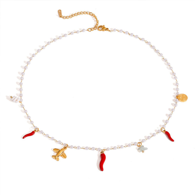 New Funny Stainless Steel Necklace 18k Gold Drip Oil Colored Eye Chain Niche Accessories Halloween Gift